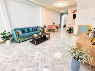 Spacious modern living room with elegant decor and stylish furniture