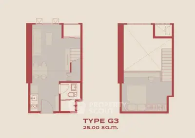 Compact two-story apartment floor plan with efficient layout and modern design.