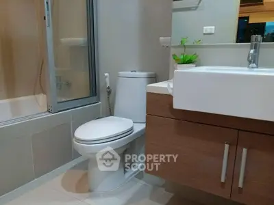 Modern bathroom with sleek fixtures and elegant design