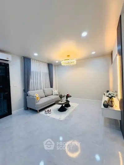 Elegant living room with modern decor and cozy ambiance