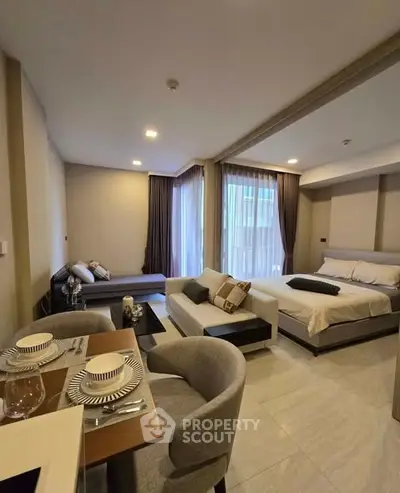 Modern studio apartment with stylish decor and open layout