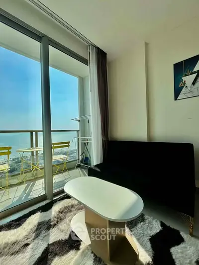 Stylish living room with ocean view and modern decor