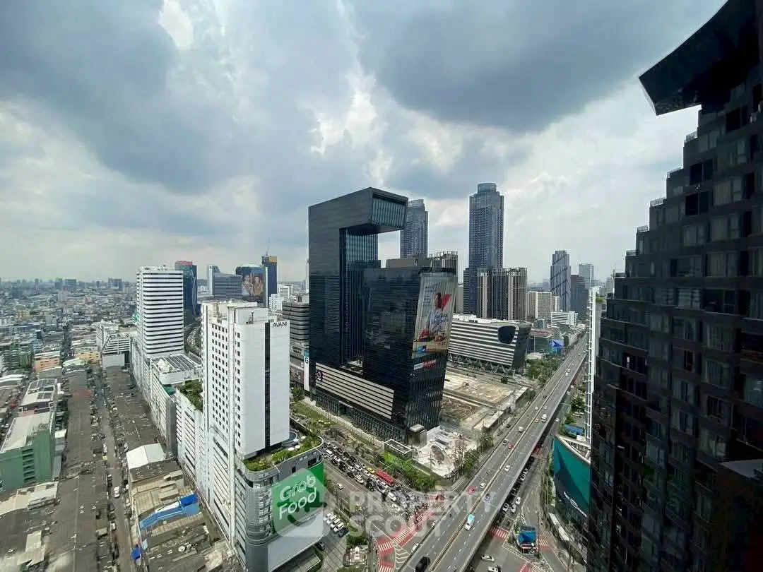 Stunning cityscape view showcasing modern skyscrapers and bustling urban life.