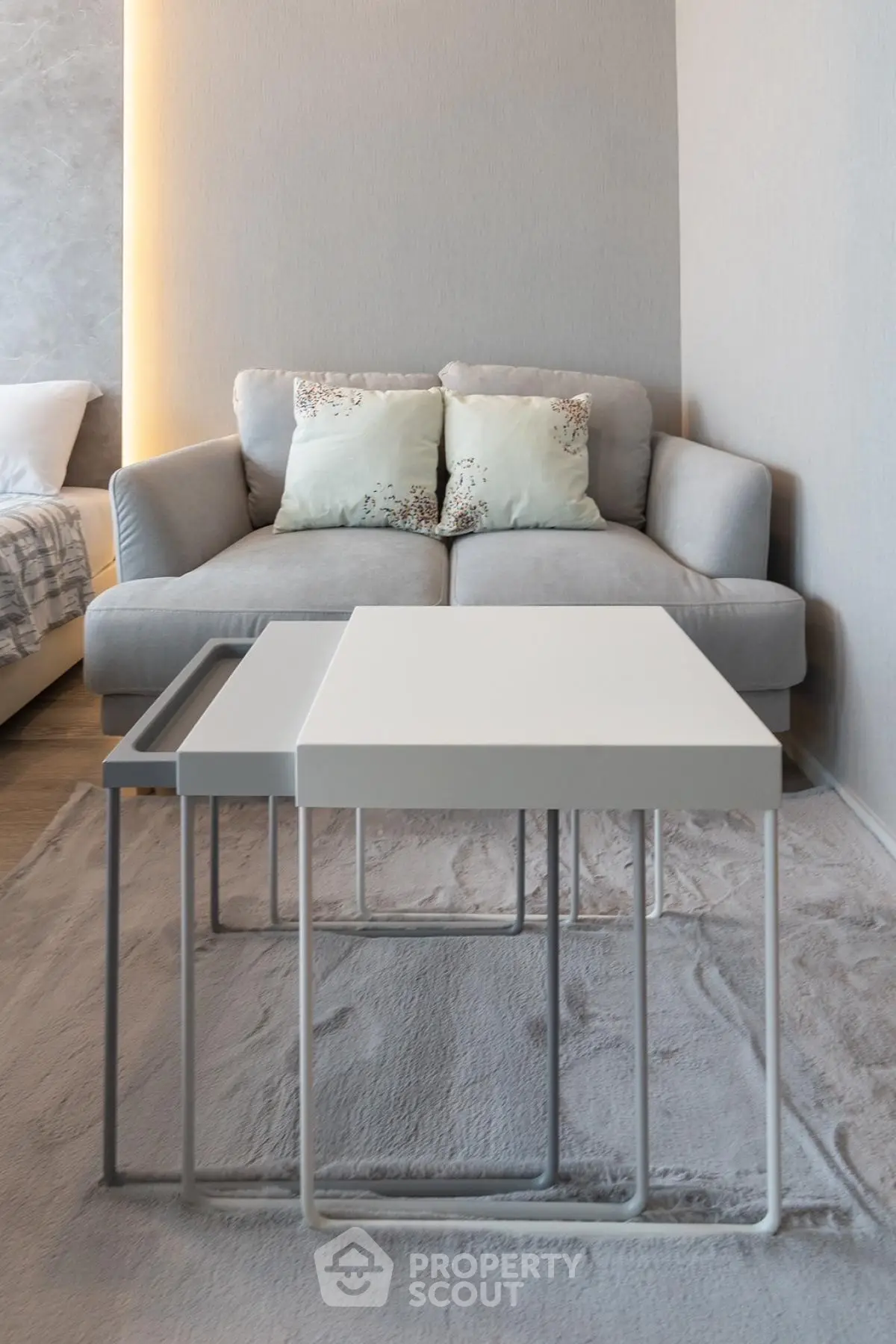 Modern living room with stylish furniture and cozy ambiance