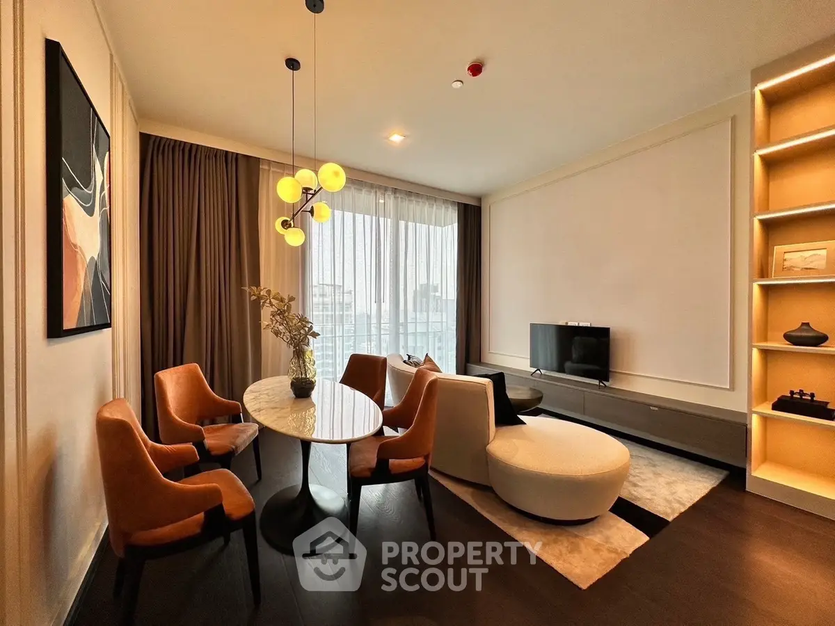 Stylish modern living room with elegant furniture and ambient lighting
