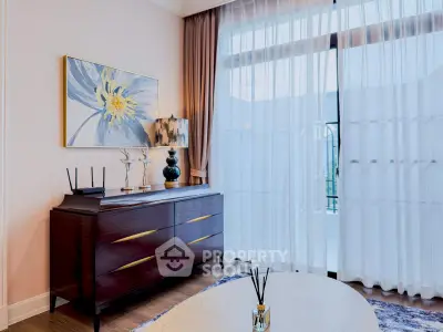 Elegant living room with stylish decor and natural light