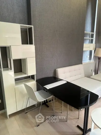 Modern living room with sleek furniture and stylish decor