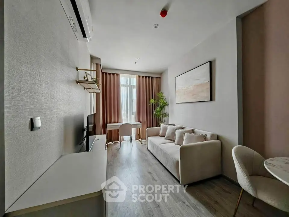Modern living room with stylish decor and natural light