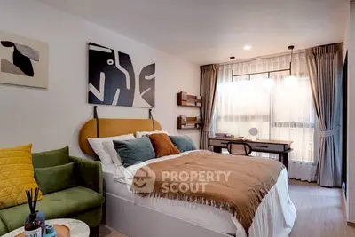 Stylish bedroom with modern decor and cozy ambiance