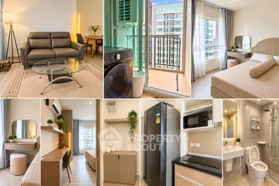 Modern apartment interior with stylish living room, cozy bedroom, and sleek kitchen appliances.