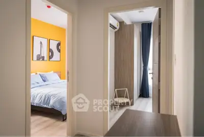 Modern apartment interior with cozy bedroom and stylish decor