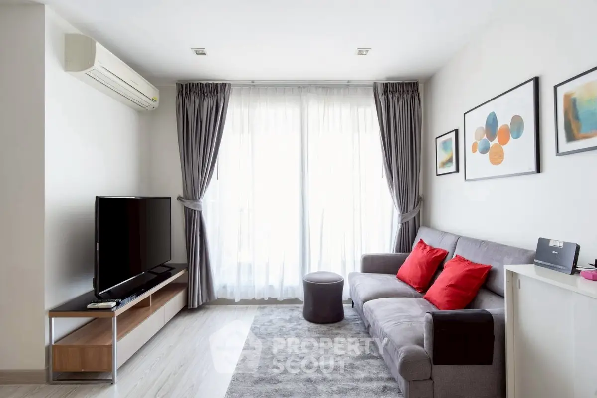 Modern living room with stylish decor and natural light