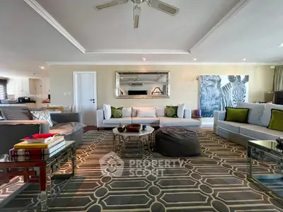 Luxurious living room with elegant decor and spacious seating area