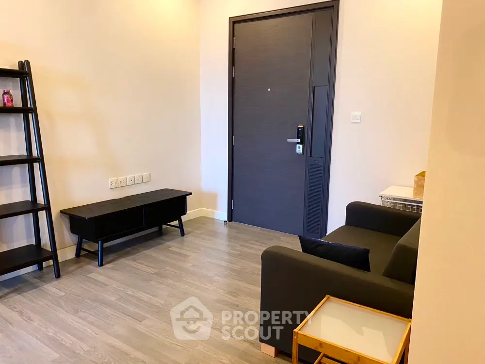 Modern living room with sleek furniture and stylish decor