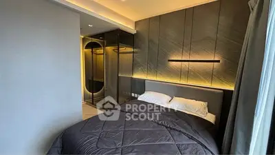Luxurious modern bedroom with elegant lighting and sleek design