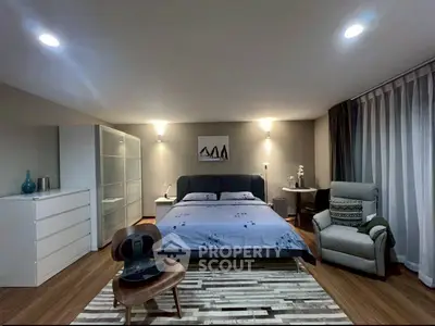 Modern bedroom with stylish decor and cozy ambiance