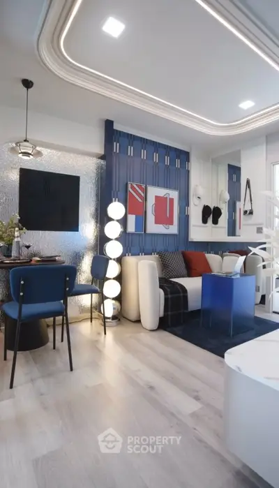 Modern living room with stylish decor and open layout