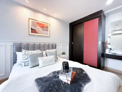 Modern bedroom with stylish decor and cozy ambiance