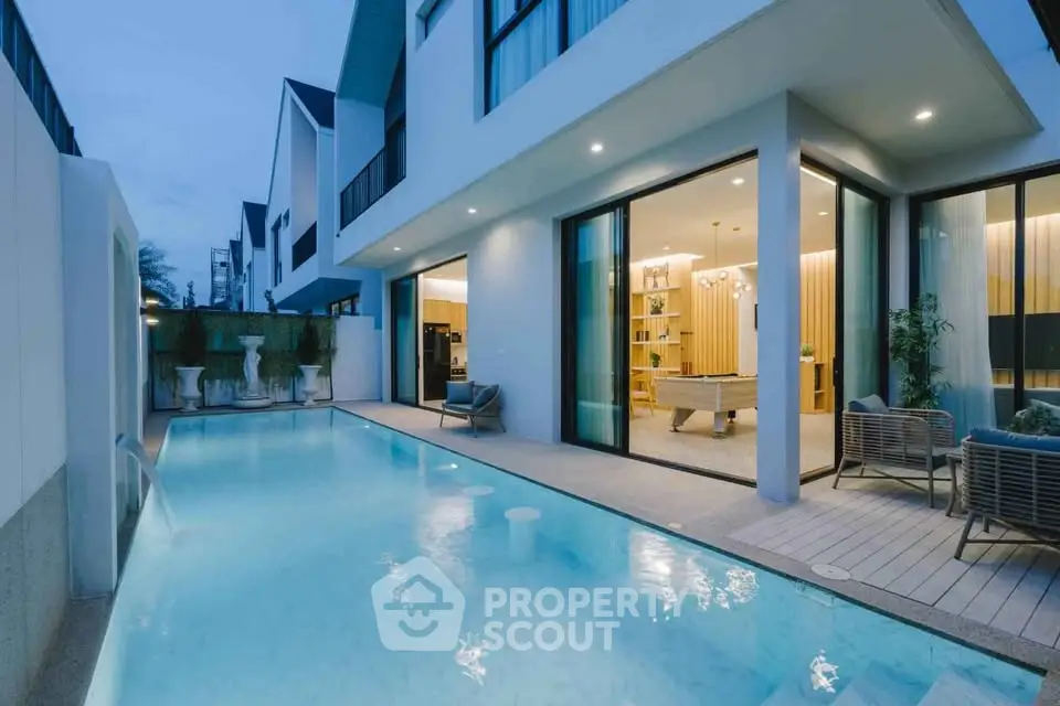 Luxurious modern home with private pool and stylish interior design, perfect for relaxation and entertainment.