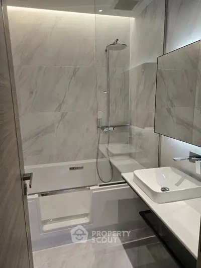 Modern bathroom with sleek design and elegant fixtures