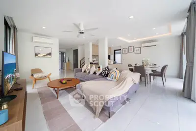 Spacious modern living room with open layout and stylish decor