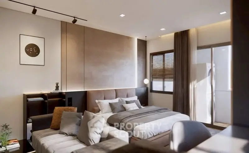 Luxurious modern bedroom with elegant decor and natural lighting