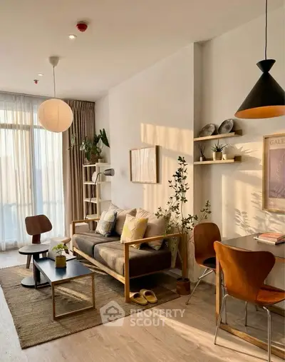 Stylish modern living room with natural light and chic decor