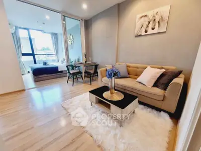 Stylish living room with cozy seating and elegant decor in modern apartment