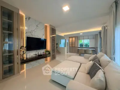 Luxurious modern living room with elegant decor and spacious seating area