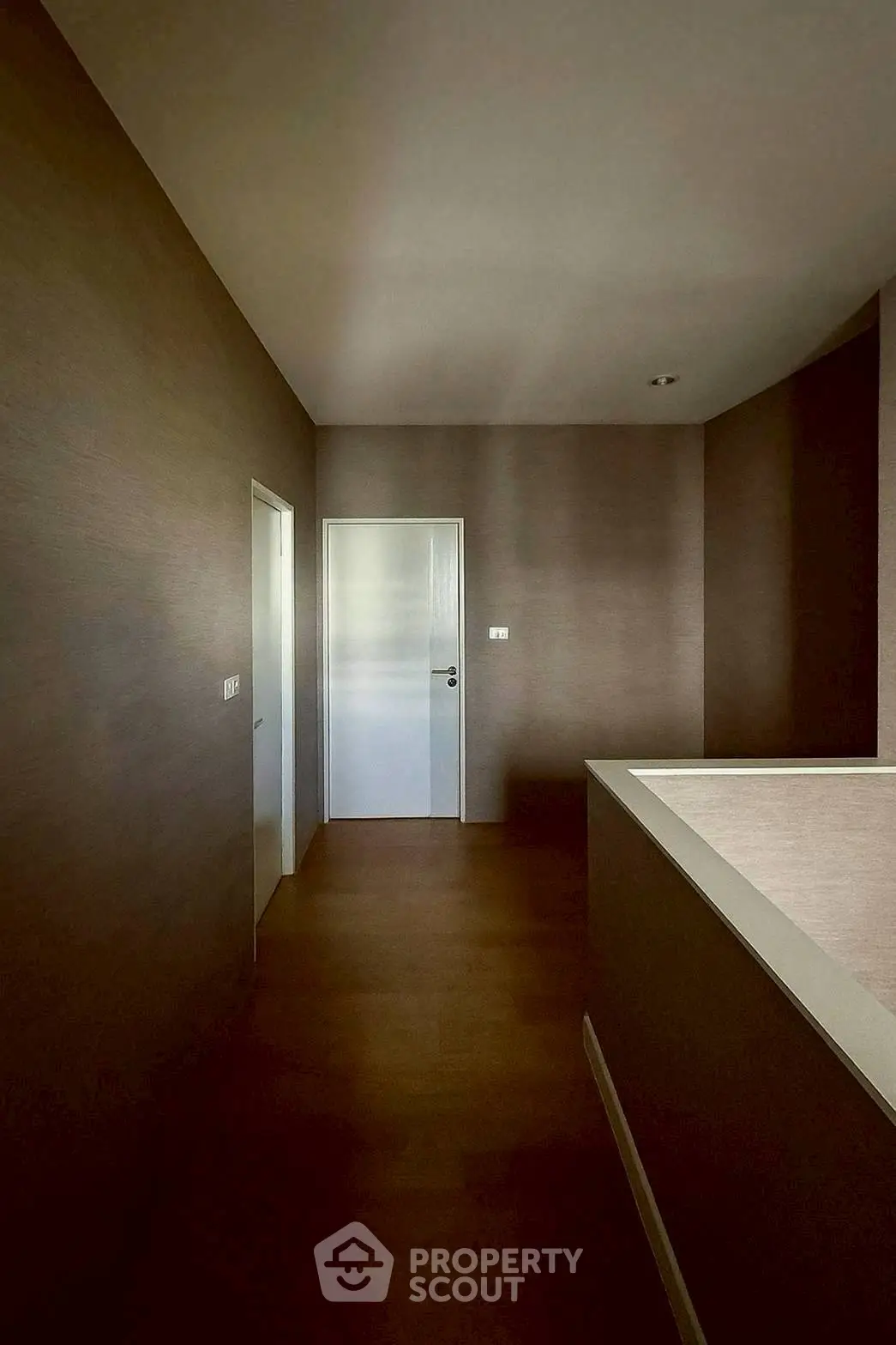 Spacious hallway with modern design and sleek wooden flooring
