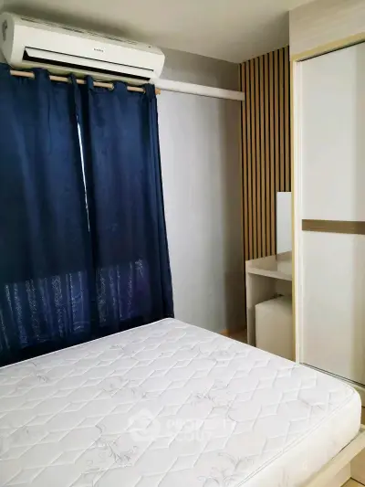 Modern bedroom with air conditioning and stylish decor