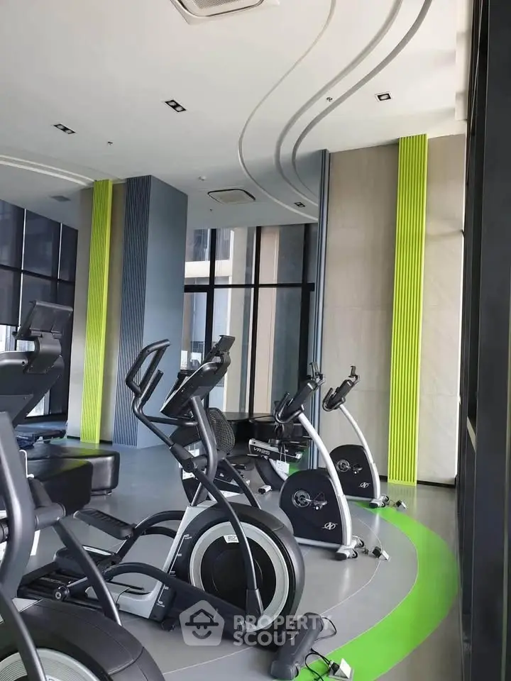 Modern gym with sleek exercise equipment and stylish interior design