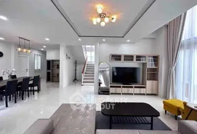 Spacious modern living room with elegant decor and open layout