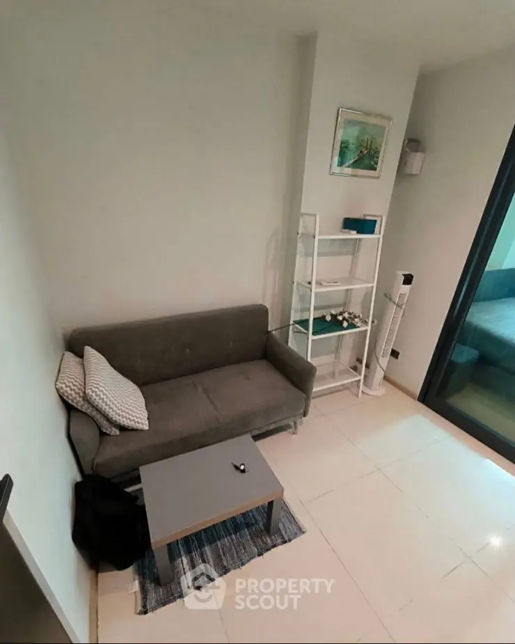 Modern living room with stylish sofa and decor