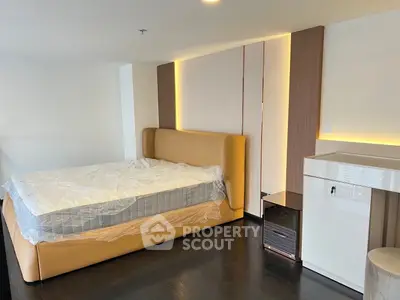 Luxurious bedroom with modern design and elegant lighting