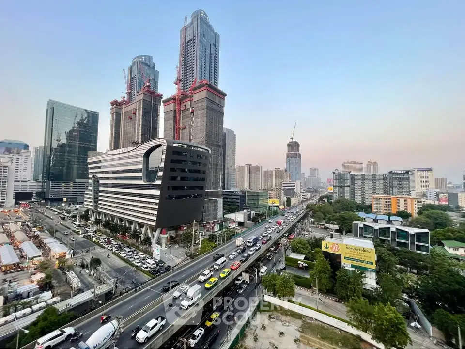 Stunning cityscape view showcasing modern skyscrapers and bustling urban life.