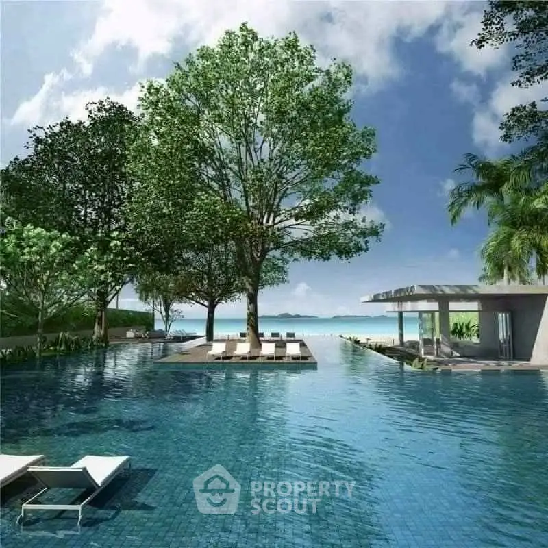 Luxurious infinity pool with stunning ocean view and lush greenery