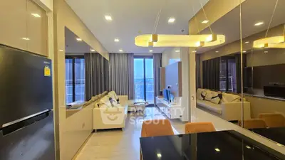 Luxurious modern living room with elegant lighting and stylish decor
