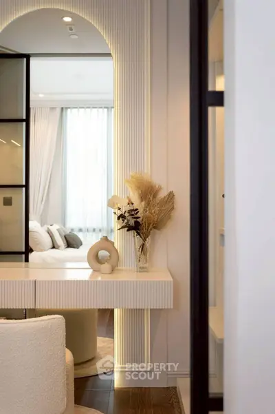 Luxurious modern living room with elegant decor and natural light