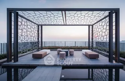 Stunning rooftop terrace with modern design and panoramic city views, perfect for relaxation and entertainment.