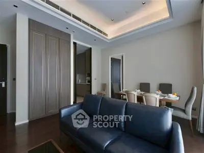 Luxurious modern living room with elegant dining area and sleek furniture