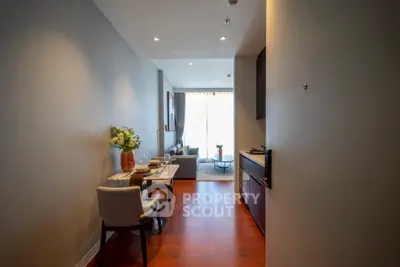 Modern living room with elegant dining area and natural light