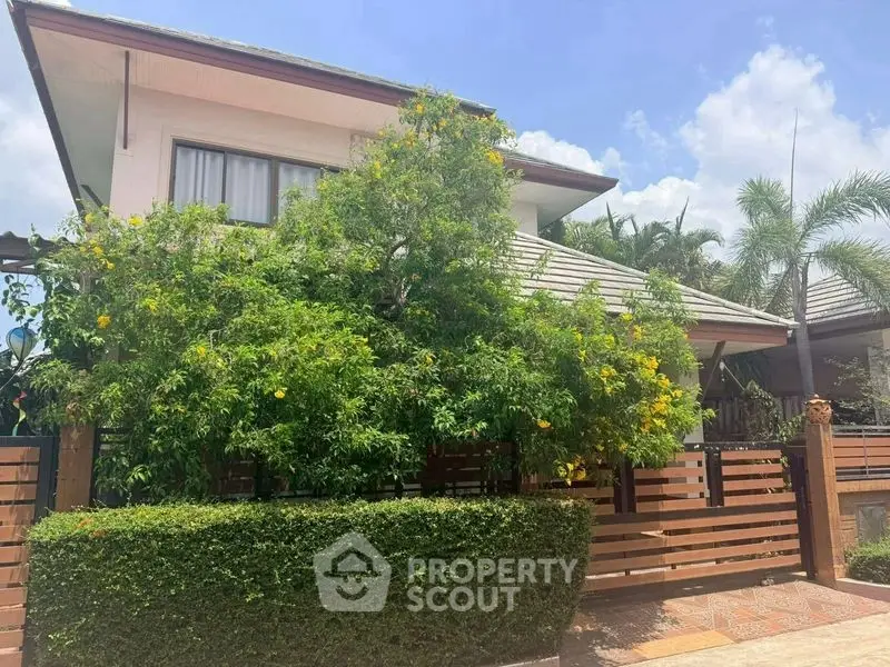 Charming suburban house with lush greenery and modern design