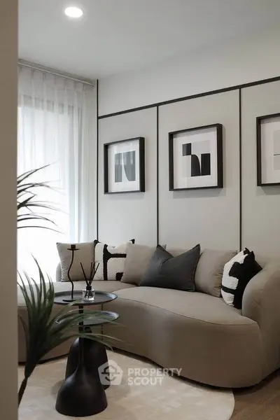 Stylish modern living room with elegant decor and cozy seating