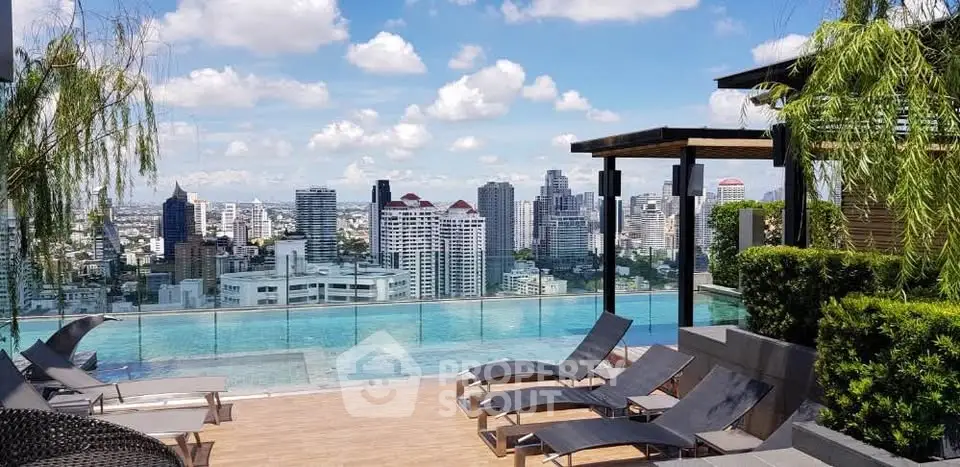 Luxurious rooftop pool with stunning city skyline views, perfect for relaxation and leisure in urban living.