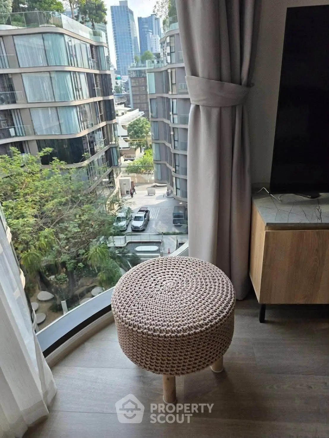 Modern apartment with stunning city view and stylish interior design