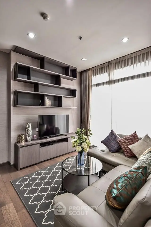 Modern living room with stylish decor and natural light