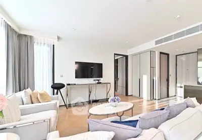Luxurious modern living room with elegant decor and natural light