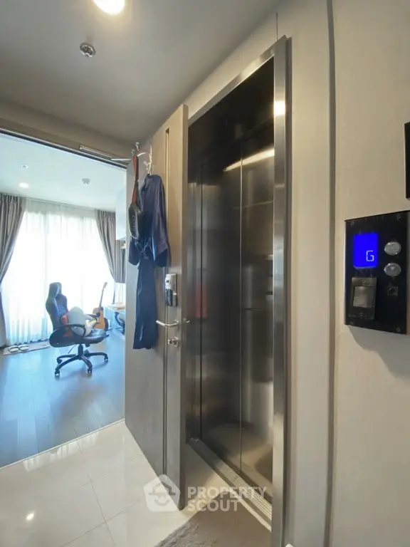Modern apartment with private elevator access and stylish interior design