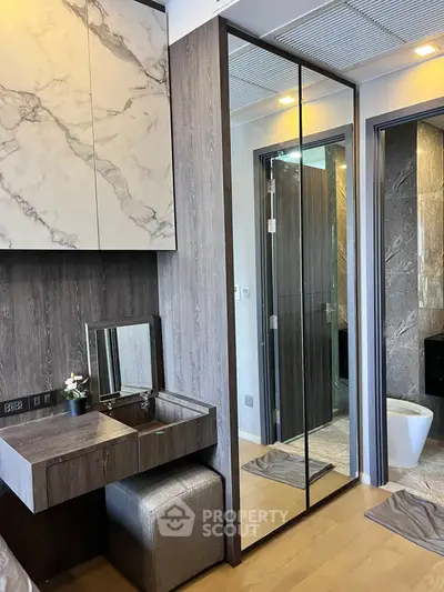Modern bathroom with marble accents and sleek design